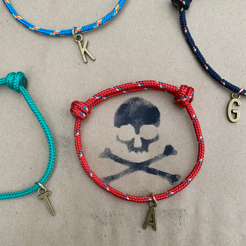 Pirate Bronze Initial Charm Bracelet or Anklet